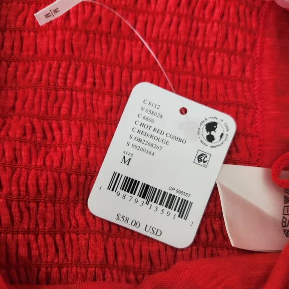 Free People Scottie Printed Tube Top Hot Red Combo Floral & Polka Dot Medium - Picture 6 of 10